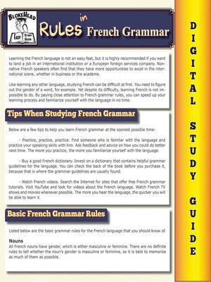 cover image of Rules In French Grammar ( Blokehead Easy Study Guide)